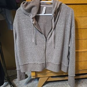 RVCA Womens Beige Zip Up Cropped Hoodie